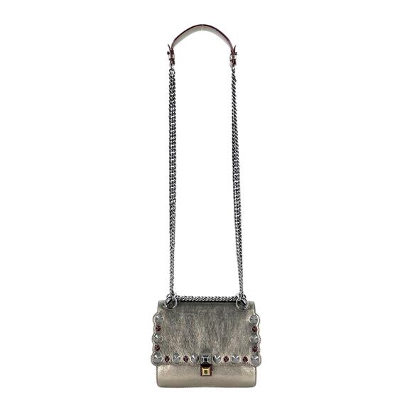 Fendi Mini Kan Studded Metallic Leather Chain Shoulder Bag - Picture 5 of 10